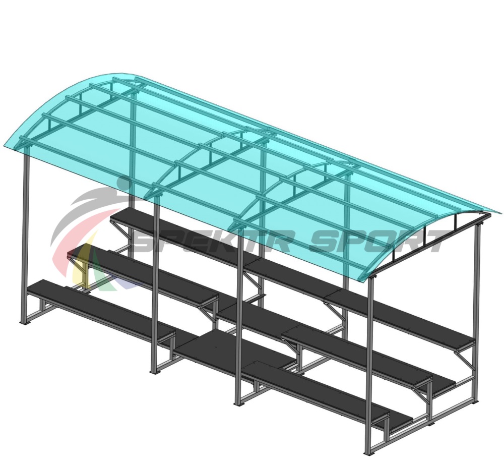 Купить Трибуна для зрителей 3 ряда на 26 мест с навесом (лавки - фанера) в  Владивостоке от 169 575 ₽