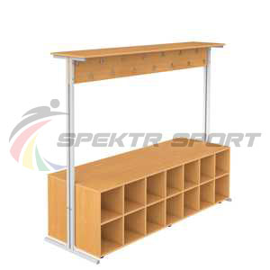 Купить Вешалка напольная двухсторонняя с тумбой для обуви на 28 мест в Владивостоке 