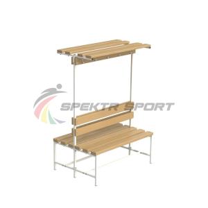Купить Скамейка с вешалкой и полкой для раздевалок двухсторонняя (разборная) 1200 мм в Владивостоке 