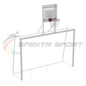 Купить Ворота мини-футбольные с баскетбольным щитом из оргстекла и кольцом в Владивостоке 