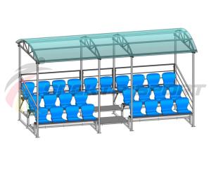Купить Трибуна для зрителей 3 ряда на 26 мест с навесом и перилами в Владивостоке 