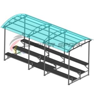 Купить Трибуна для зрителей 3 ряда на 26 мест с навесом (лавки - фанера) в Владивостоке 